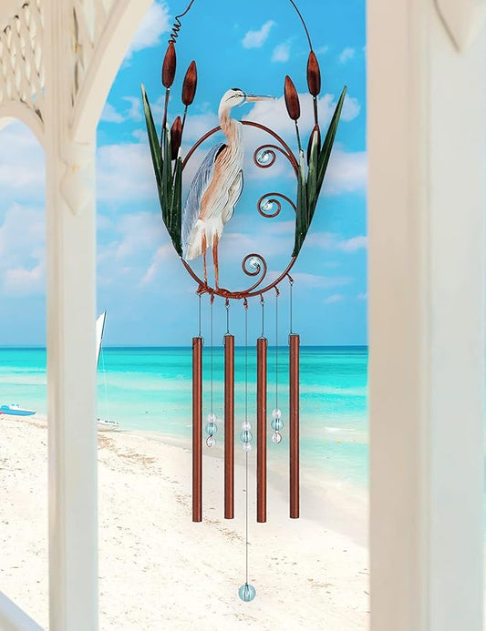 Sunset Vista Designs Kathy Hatch Seaside Blue Heron Wind Chime, 18"