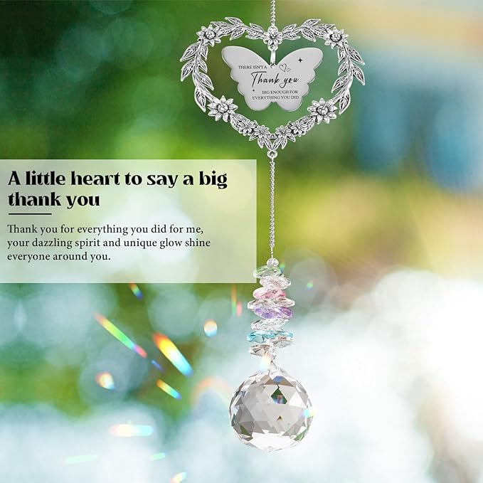 Thank You Gift for Women Men, Suncatcher Gift with Engraved Thank You Message, Personalized Rainbow Maker for Teacher Coworkers Nurse Friend, Unique Appreciation Crystal Ornament