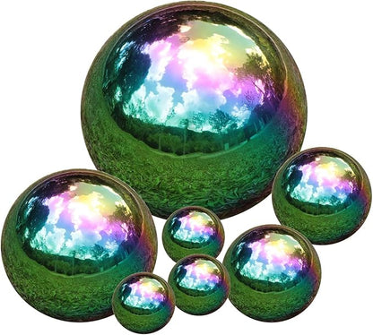 Kesywale Decorative Gazing Ball Set, 7PCS 50-150 mm Gazing Globe Mirror Ball Garden Spheres Centerpiece Balls for Home Outdoor Decor Ornament (Rainbow)