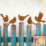 OULYDEKO 5PCS Rusty Birds Decoration, Garden Decor Spring Decorations Outdoor, Metal Birds Yard Decor Perfect Yard Art and Large Outdoor Ornaments, Cardinal Gifts，Metal Bird Silhouette Statues