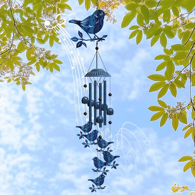 OLYCRAFT Bird Metal Wind Chimes Outdoors Wind Chime Sympathy Memorial Windchime Outdoors Sympathy Windbell Memorial Presents Hanging Windbell for Patio Backyard Home Garden Yard Wedding Decor-30 Inch