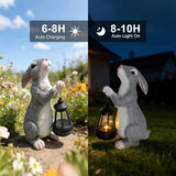 Solar Rabbit Garden Statue with Glowing Lantern - Weatherproof Resin Outdoor Decor for Yard, Patio, Lawn & Balcony, Unique Housewarming, Easter & Birthday Gift for Women, Mom, Grandma