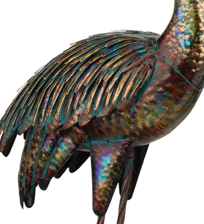 Regal Art & Gift Illumine Crane Metal Statue – Indoor Outdoor Decorative Sculpture for Home & Garden Décor, Weather-Resistant Yard Art Figure for Patio, Lawn - Downward Gaze