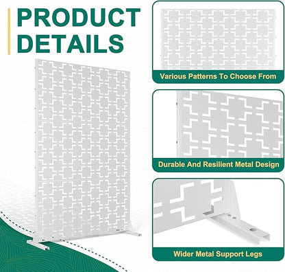 72" H×47" W Metal Privacy Screen Outdoor Privacy Screen Freestanding, Outdoor Privacy Screens and Panels for Patio Lawn Deck(Consists of 3 Panels)