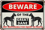 Beware Of The Dog Great Dane Sign Aluminum Metal Tin Signs Outdoor Yard Sign Warning Sign For Fence Yard Home Kitchen Farm Garden Wall Decor 8x12 Inch