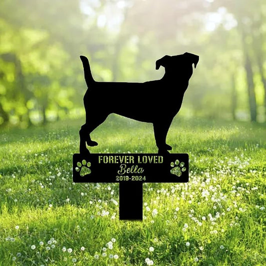 Custom Jack Russel Terrier Dog Metal Memorial Garden Stake Personalized Pet Grave Marker Name Sign Remembrance Stake Decor Sympathy Dog Loss,Outdoor Statues for Yard Garden Lawn Patio Pathway Grave.