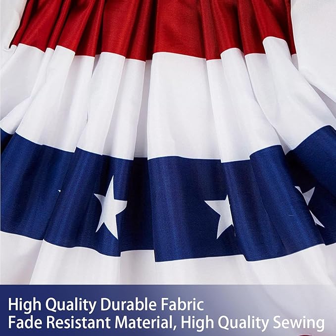 8 Pack American Pleated Fan Flag, 1.5 x 3 Ft Red White and Blue Half Fan Flag Bunting Banner, Patriotic Decorations USA Bunting Flags Outdoor Indoor for Porch Garden Memorial Day 4th of July Decor