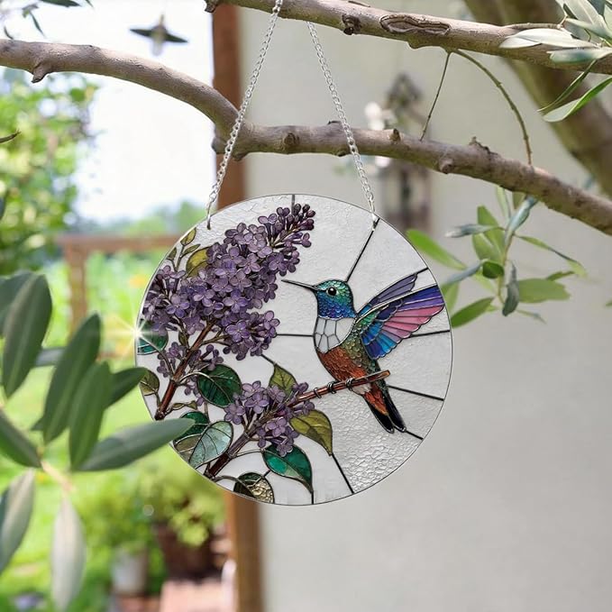 Hummingbird Suncatcher for Windows Hanging, Beautiful Acrylic Hanging Suncatcher, Window Door Decoration, Indoor Home Garden Decor, Gift for Birds Lover Women Mother's Day Christmas