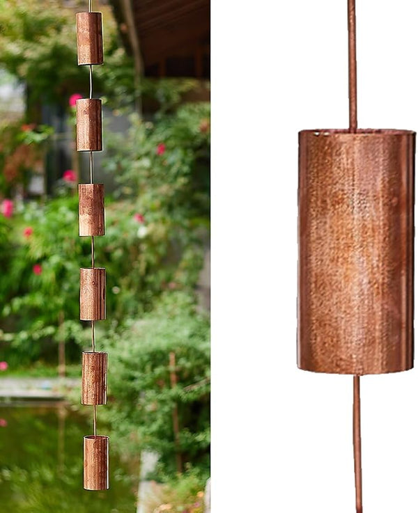 Copper Rain Gutter Chains for Eaves Drainage, Outside Rain Chimes Rainwater Collector, Garden Ornament Rain Chains Downspouts, 6 Cups/m,Copper-1m (3.3ft)