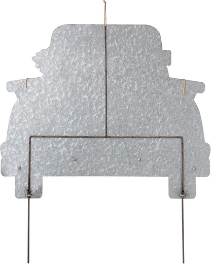 Glitzhome 26"H Easter Metal Truck Yard Stake Standing Lawn Garden Patio Outdoor Sign Wall Decor