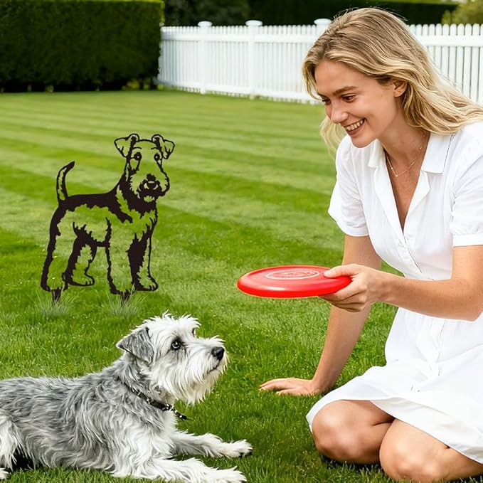 WADORN Terrier Dog Metal Decorative Garden Stakes, Black Terrier Dog Outdoor Statues Silhouette Funny Dogs Lover Gifts Stakes Silhouette Ornaments for Yard Art Garden Patio Backyard Lawn Decors