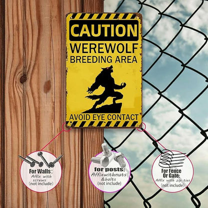 Werewolf Metal Tin Sign Werewolf Breeding Area Folklore Wall Art Decor for Home Farm Forest Garden Grassland Patio Outdoor 12x8 inch