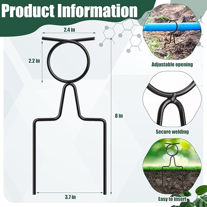 Shimeyao 16 Pcs Metal Garden Hose Guide Spike 8 Inch Plant-Saving Hose Garden Guards Adjustable for Outside Yard Lawn to Prevent Kinking and Protect Plants