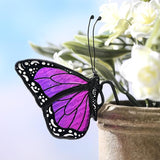 Geelin 1 Pc Stained Glass Butterfly Suncatcher Flower Pot Decoration Metal Plant Pot Hangers Colorful Garden Yard Suncatcher Decor for Spring Home Indoor Outdoor Decor(Purple)