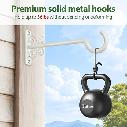 BOLITE Plant Hangers, 8 Inch Plant Hooks for Wall Indoor Outdoor, Metal Hooks for Hanging Hummingbird Feeders, Bird Feeders, Planters, Lanterns, Wind Chimes, 2 Pack, White, Gifts for Women Men