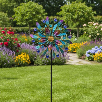 Metal Wind Spinners for Outdoor, 360° Spinning Wind Sculpture with Sturdy Metal Stake, Art Decor for Garden, Yard, Patio, Lawn - Ideal Gift for Family & Friends