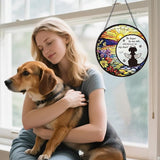 Dog Stained Glass Window Hanging, Animal Catchers Indoor Window Gifts for Loss of Dog Sympathy Remembrance, Angel Wings Pet Loss Bereavement Gift for Home Garden Doors Christmas