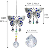 Window Hanging Suncatcher with Crystal,Blue Butterfly Garden Hanging Rainbow Maker Ornament (Butterfly)