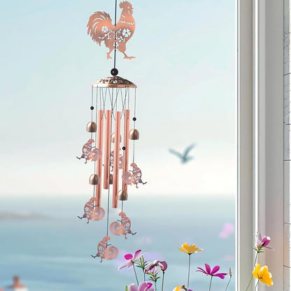 Chicken Wind Chimes,Outdoor,Gifts for Women Birthday Gifts for Men/Mom/Grandma Rooster Metal WindChimes Outside/Indoors, Lawn, Patio, Garden Decor, Yard Decorations