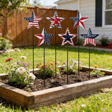 hogardeck 4th of July Decorations Outdoor, 6 PCS Metal Patriot Star Decorative Garden Stakes for Fourth of July Decorations, Patriotic Yard Signs for Garden Memorial Day Decorations