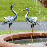 chisheen Large Garden Crane Statues Outdoor Sculptures, Metal Yard Art Heron Decor Standing for Indoor Outdoor Decor, Bird Statues for Patio Lawn Porch Decorations, Set of 2