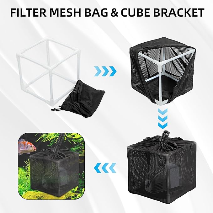 Fineday Pond Filter, Anti-Clogging Outdoor Mesh Water Pump Cover Barrier Bag Box Basket (7 inch)