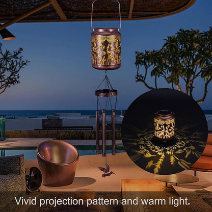Shumi Hummingbird Wind Chimes for Outside 34" Solar Wind Chimes for Women Men Memorial Gift for Mother Christmas Day Garden Decor Hanging Solar Lantern Outdoors Patio Yard