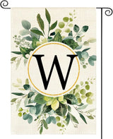 AVOIN colorlife Monogram Letter W Floral Garden Flag 12x18 Inch Double Sided Outside, Family Last Name Initial Yard Outdoor Decoration