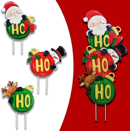 3 Pack Metal Christmas Yard Signs Decor for Multiple Stacked,Voumsil Christmas Yard Stakes Ball Fall Yard Decor for Outside Garden Lawn Porch