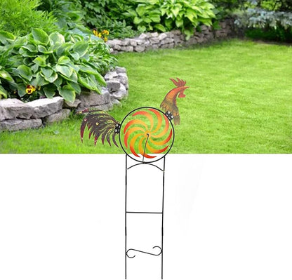Metal Rooster Wind Spinner, Outdoor Iron Windmill Decorative Sculpture withRotation for Farm Lawn Yard Garden