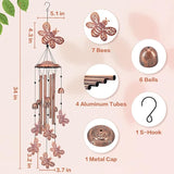 Bee Wind Chimes Outdoor Bee Gifts for Women Mom Men Dad Unique Birthday Metal Honeybee WindChimes for Outside/Indoors, Patio, Lawn, Yard, Home Decor, Outdoor Decor, Garden Decorations