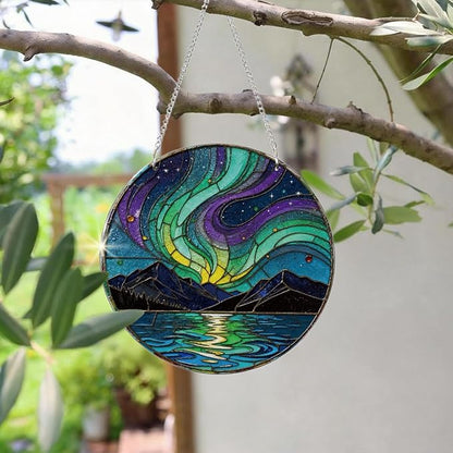 Artistic Colorful Acrylic Suncatcher, Indoor Window Wall Art, Galaxy Mountain River Acrylic Window Hanging, Housewarming Gift, Birthday Gift Idea for Women Men