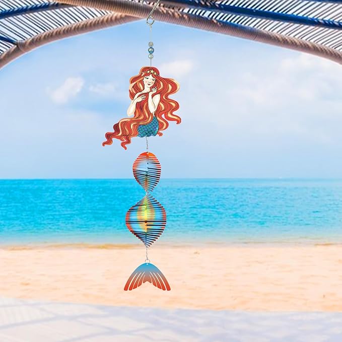 Mermaid Outdoor Decor, Wave Hanging Wind Spinners,Gifts for Mom from Daughter Son, Moms Wind Spinners, Mother's Day Best Gift for Mom, Love Reminder Gifts for Mother's Day, Patio,23in