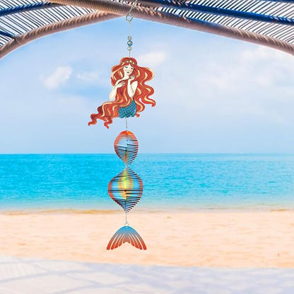 Mermaid Outdoor Decor, Wave Hanging Wind Spinners,Gifts for Mom from Daughter Son, Moms Wind Spinners, Mother's Day Best Gift for Mom, Love Reminder Gifts for Mother's Day, Patio,23in