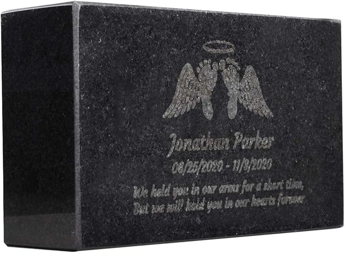 Black Granite Memorial Headstone Or Garden Memorial for Lost Infant or Child - Include You Personalized Text. Can be Used as a Sympathy Gift, Garden Stone or Grave Maker (7 x 4 x 2)