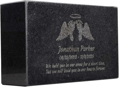 Black Granite Memorial Headstone Or Garden Memorial for Lost Infant or Child - Include You Personalized Text. Can be Used as a Sympathy Gift, Garden Stone or Grave Maker (7 x 4 x 2)