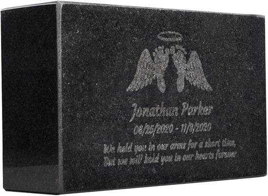 Black Granite Memorial Headstone Or Garden Memorial for Lost Infant or Child - Include You Personalized Text. Can be Used as a Sympathy Gift, Garden Stone or Grave Maker (7 x 4 x 2)