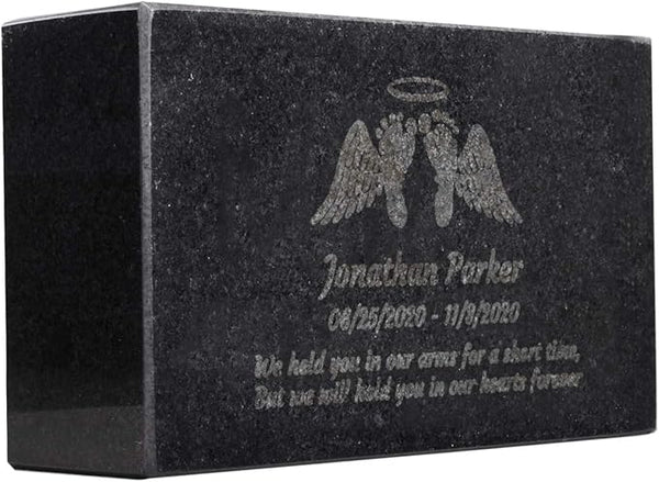 Black Granite Memorial Headstone Or Garden Memorial for Lost Infant or Child - Include You Personalized Text. Can be Used as a Sympathy Gift, Garden Stone or Grave Maker (7 x 4 x 2)