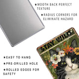 snowsun Vintage Metal Signs Cat Stay Wild Flower Child Funny Tin Sign Home Decor Wall Plaque for Living Room Bedroom Garden Yard Cafe Garage 8×12 Inches