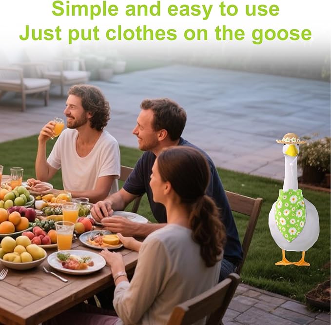 Lyreh Goose costume straw hat scarf costume, used for lawn sculpture, outdoor garden, courtyard, terrace decoration
