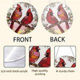 2 Cardinals Acrylic Suncatcher, Red Birds Suncatcher Wall Art, Hand-Painted Sun Catcher Garden Hangings, Decorative Hanging Suncatchers for Window Door Decoration, Memorial Gift