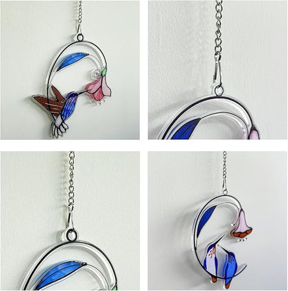 12 Pcs 20 Inch Stained Glass Window Hanging Chain - Silver 304 Stainless Steel, Window Art Decor, Patio Garden Outdoor Decorative Hanging Glass Panels Chains