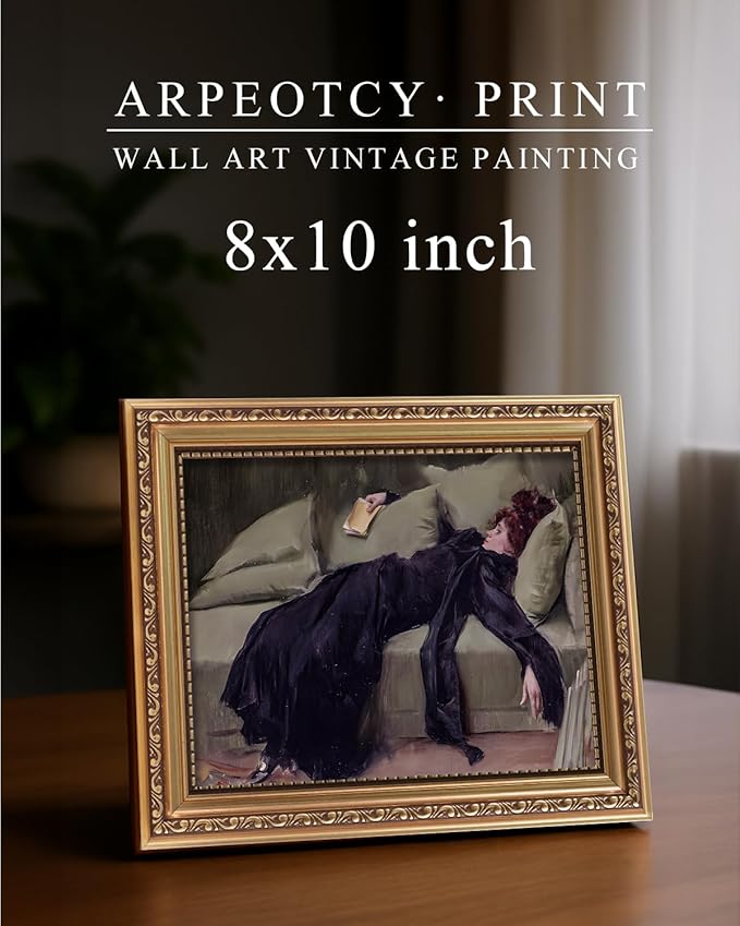 ARPEOTCY Vintage Gold Framed Wall Art, Classical Trendy Woman Gallery Paintings, 8x10 inch Small Victorian Farmhouse Canvas Prints Home Decor, Wall Decor for Living Room Bathroom Bedroom Shelf