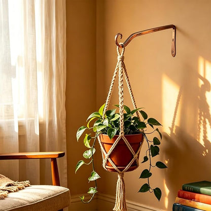 LOOGI Hanging Plant Bracket, Wall Hook Plant Hanger 6 Inch Decorative Hooks for Indoor Planter Lantern, Outdoor Bird Feeder Wind Chime (Gold, 10 Inch)
