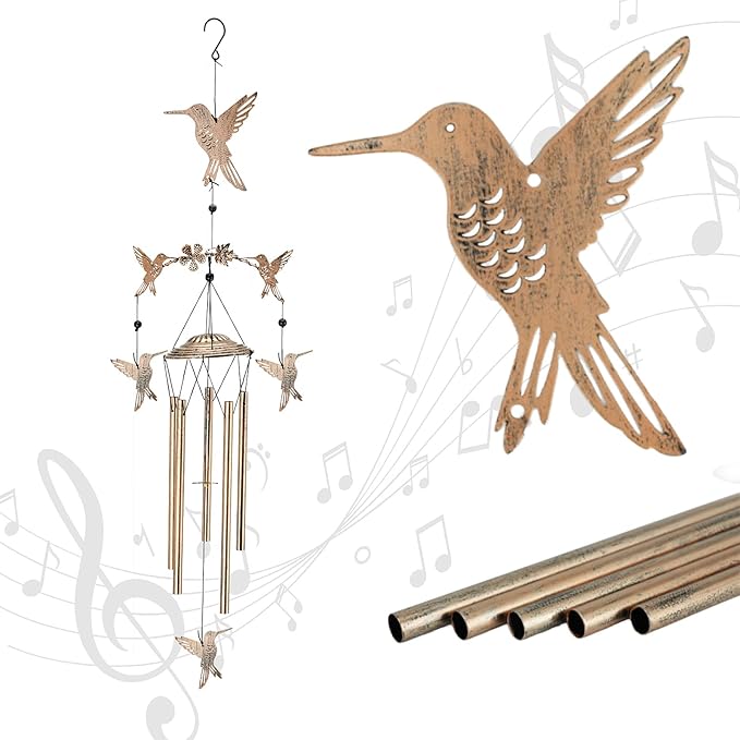 Wind Chimes for Outside Garden Decor - Hummingbird Decorations Wind Chimes, Birthday Gfits for Women, Mom, Grandma, Memorial Gifts, Housewarming Gifts, Yard or Patio Deals