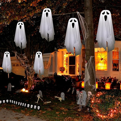 Bunny Chorus Halloween Decorations Outdoor Hanging Ghosts, 6Pcs Cute Hanging Light up Ghosts, Halloween Decorations for Home Patio Yard Lawn Tree Party Garden Porch Decor Indoor Outdoor