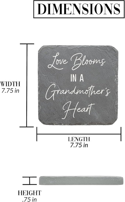Pavilion – Love Blooms Grandmother’s Heart – 7.75” Indoor Outdoor Weatherproof Decorative Garden Stepping Stone Housewarming Mother’s Day Grandma Gift