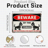 Beware Of The Dog Yorkie Sign Aluminum Metal Tin Signs Outdoor Yard Sign Warning Sign For Fence Yard Home Kitchen Farm Garden Wall Decor 8x12 Inch