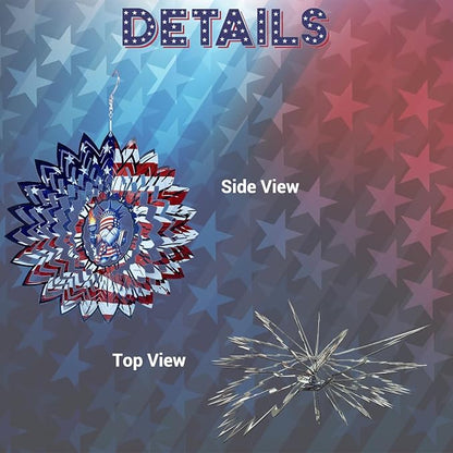 Gnome 4th of July Wind Spinner Hanging Garden Decor Independence Day Yard Garden Metal Spinner Memorial Day Wind Sculptures for Indoor Outdoor Spinning Lawn Ornaments Patriotic Art Kinetic Sculpture
