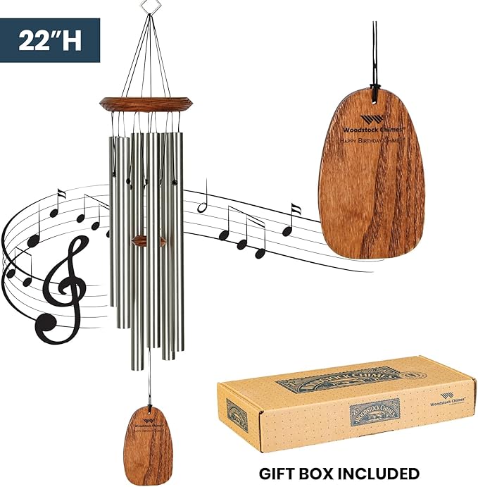 Woodstock Chimes Signature Collection, Woodstock Happy Birthday Chime, 22'' Famous Melodies Wind Chimes for Outdoor, Patio, Home or Garden Décor (Bday)